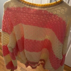 POL Pink and Cream Striped Sweater